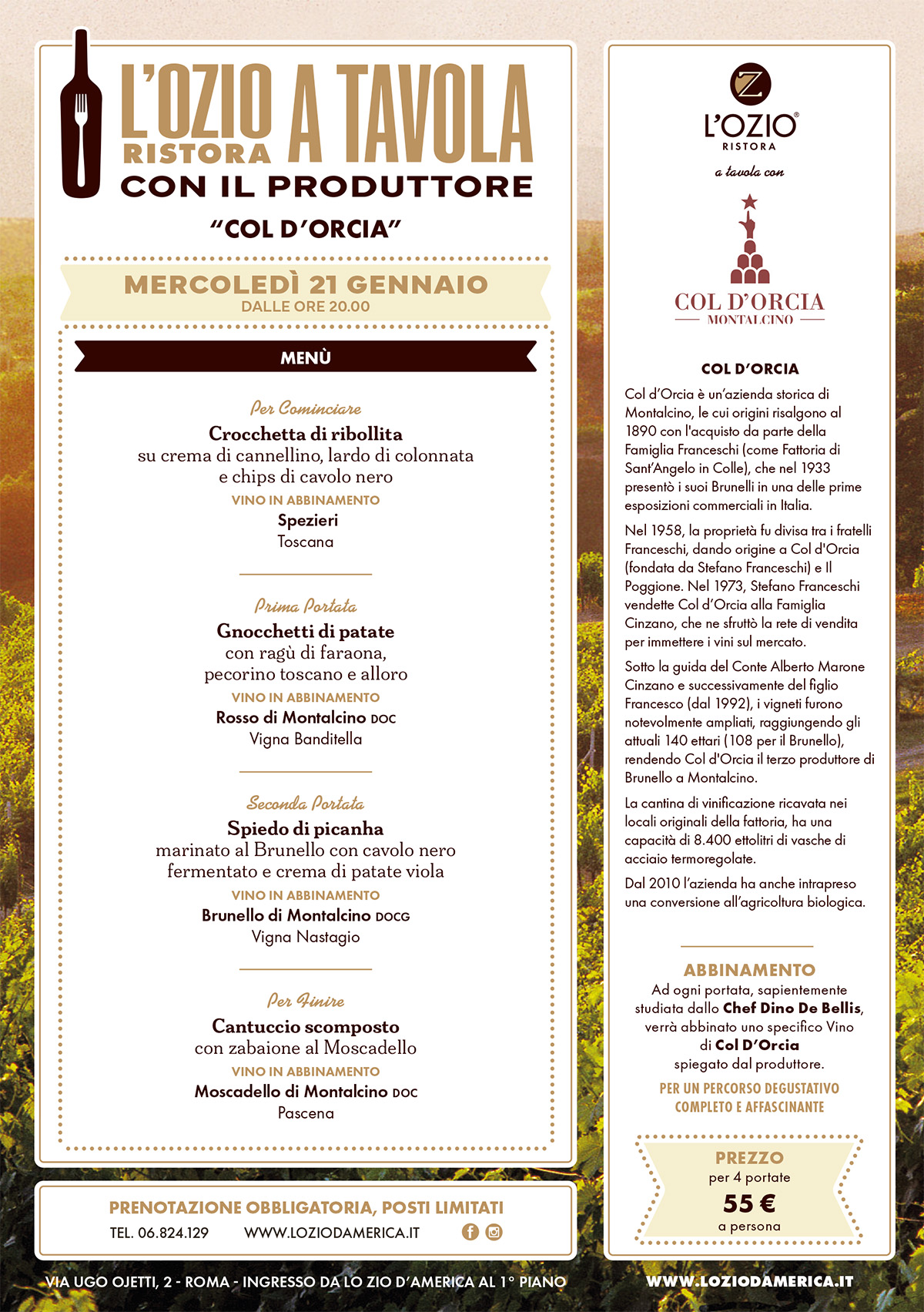 A cena con il produttore – Col D’Orcia