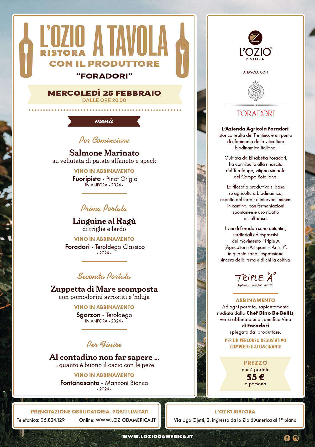 A cena con il produttore – FORADORI (Triple A)